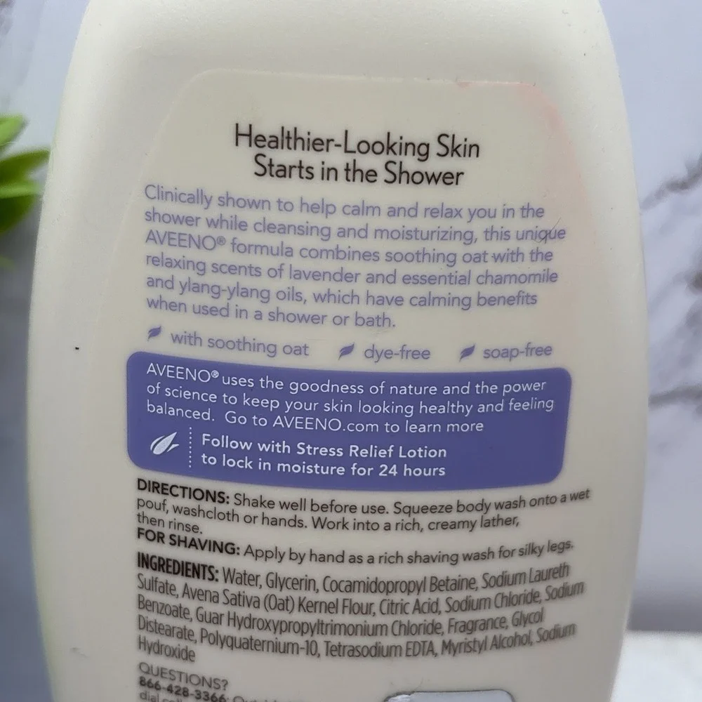 Aveeno Body Wash Stress Relief Lavender 12 oz New Purple Cap DISCONTINUED